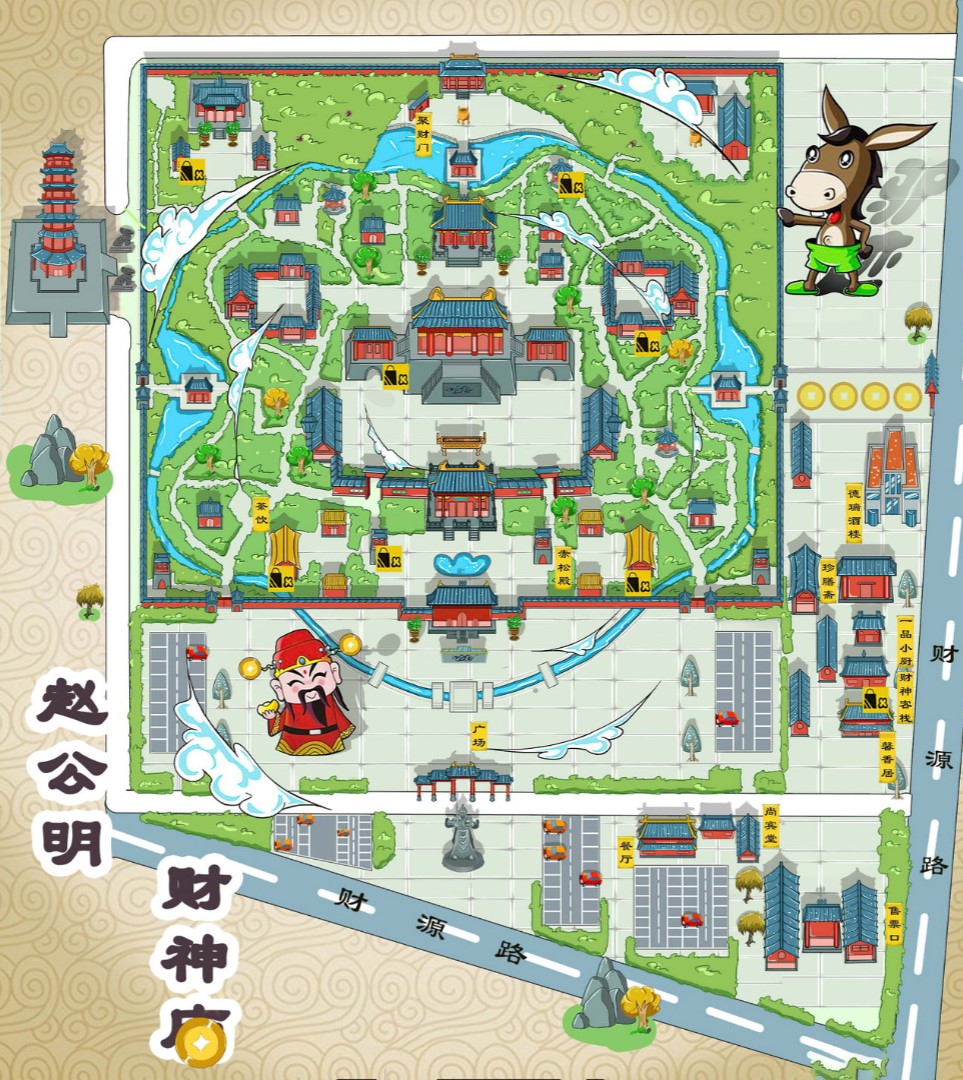 靖远寺庙类手绘地图